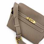 Kelly Messenger messenger bag for men and women, Elephant Gray Gold Buckle, imported leather, all-steel hand-waxed thread, the highest — Classic Hand-Carry Silhouette