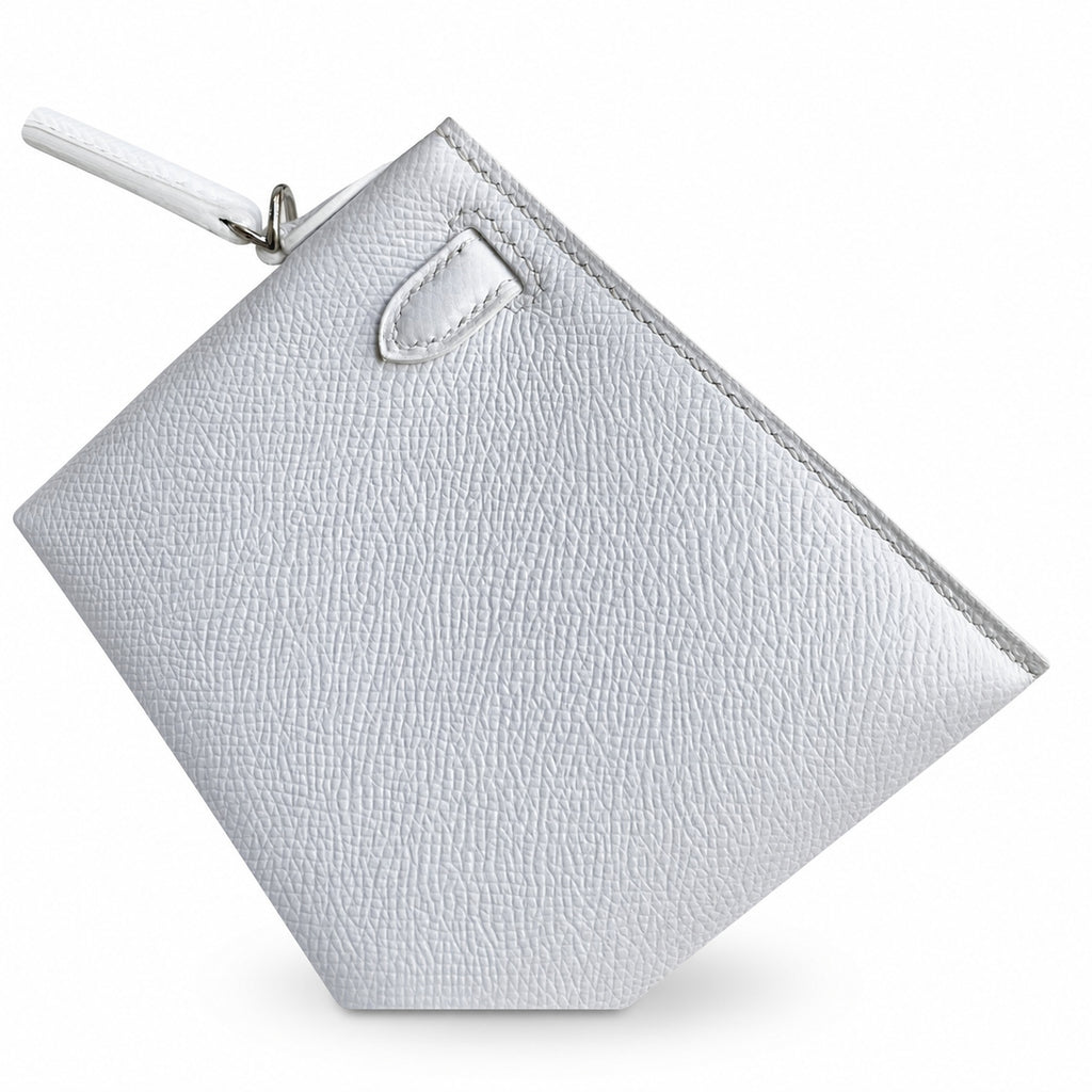 handmade Mini Kelly II 19cm imported Epsom Leather pure White Silver Buckle — Small Structured Carry Style