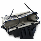 Distinctive Leather-Trimmed Canvas Design: Herbag 31cm Saddle-Inspired Canvas Body with Leather Handle and Shoulder Strap