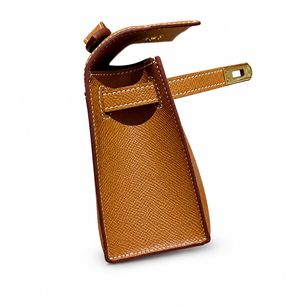 Mini Kelly 22cm in Gold Epsom Leather with Gold Buckle — Refined Mini Handbag