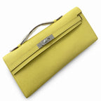 Kelly cut 31 handbag Epsom chick yellow Silver Buckle — Polished Compact Clutch