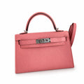 handmade Mini Kelly II 19cm imported Epsom Leather Milkshake Powder Silver Buckle — Versatile Mini Carry Design
