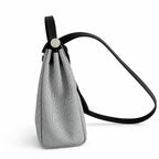 Structured Canvas Shoulder Bag with Leather Trim: Herbag 31cm Saddle-Inspired Canvas Body with Leather Handle and Shoulder Strap
