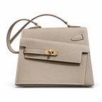 Double-sided Kelly DESORDRE original Epsom Leather etoupe gray Elephant Gray order — Polished Two-Sided Top-Handle Bag