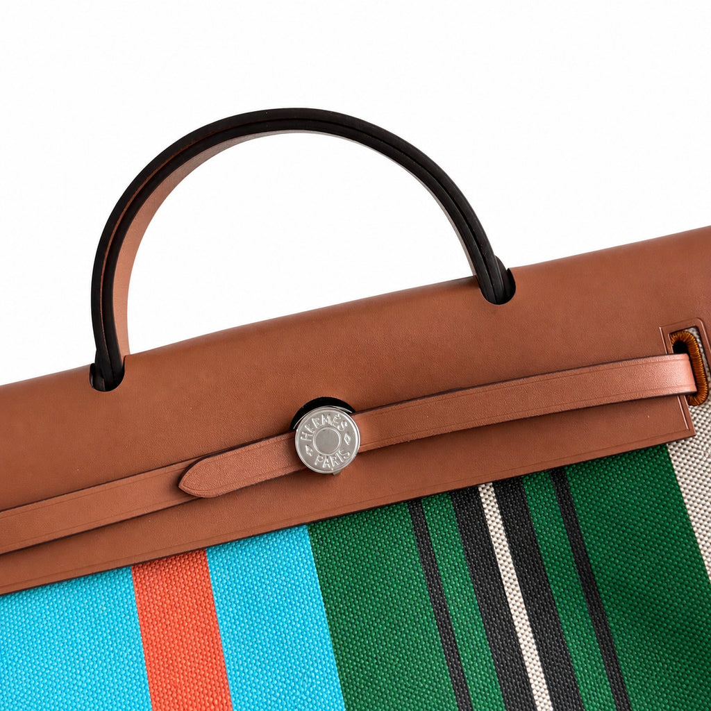 Versatile Leather-Trimmed Canvas Bag: Herbag 31cm Saddle-Inspired Canvas Body with Leather Handle and Shoulder Strap