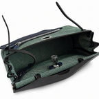 Herbag 31cm Saddle-Inspired Canvas Body with Leather Handle and Shoulder Strap — Elegant Canvas-and-Leather Hand-Carry Bag