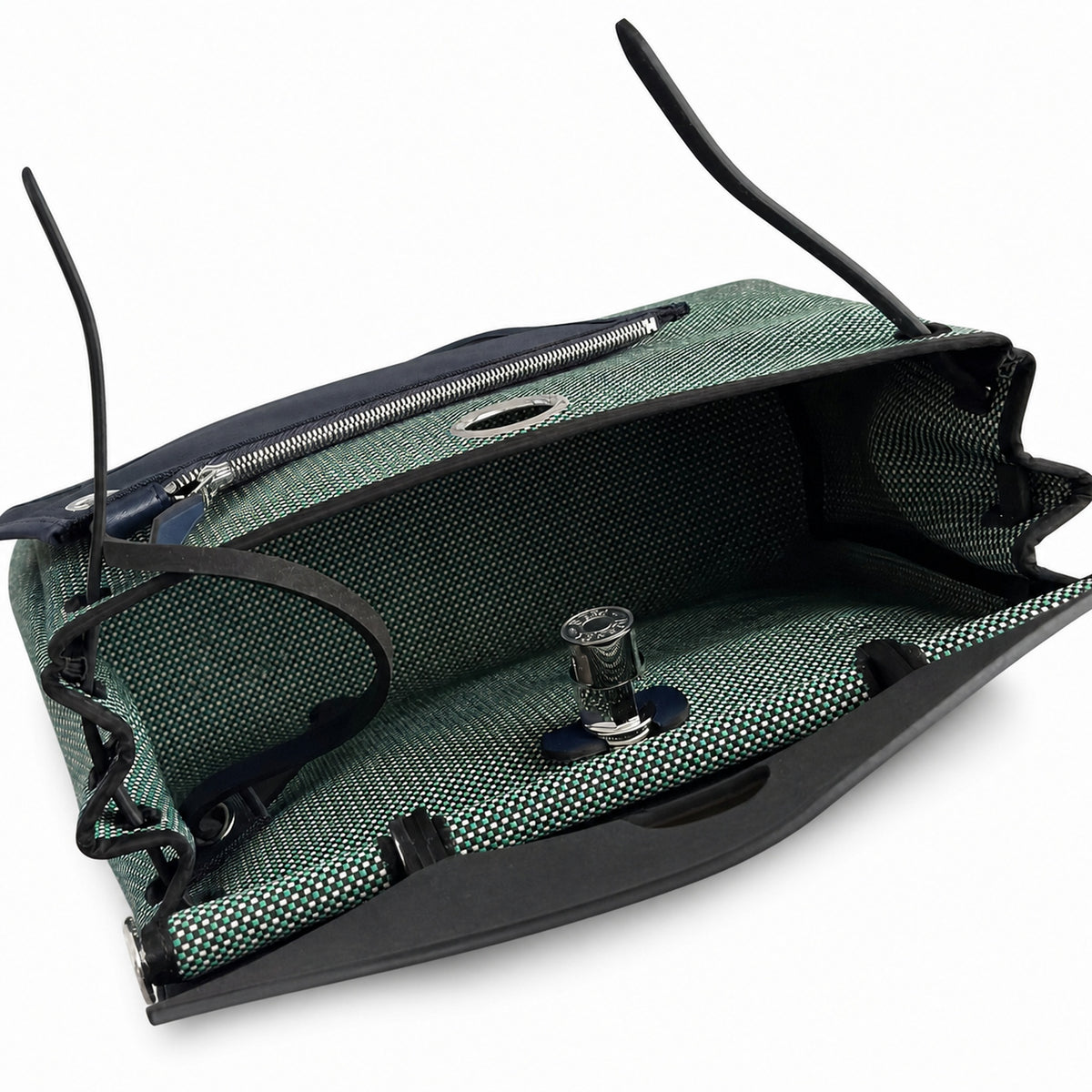 Herbag 31cm Saddle-Inspired Canvas Body with Leather Handle and Shoulder Strap — Elegant Canvas-and-Leather Hand-Carry Bag