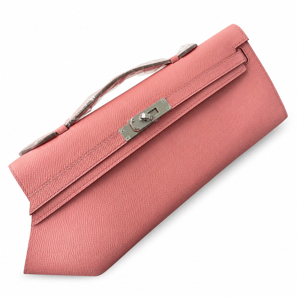 Kelly cut 31 clutch Epsom Milkshake Powder Silver Buckle — Versatile Flat Handbag