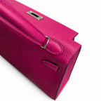 handmade Mini Kelly II 19cm imported Epsom Leather Rose Purple Silver Buckle — Compact Top-Handle Bag