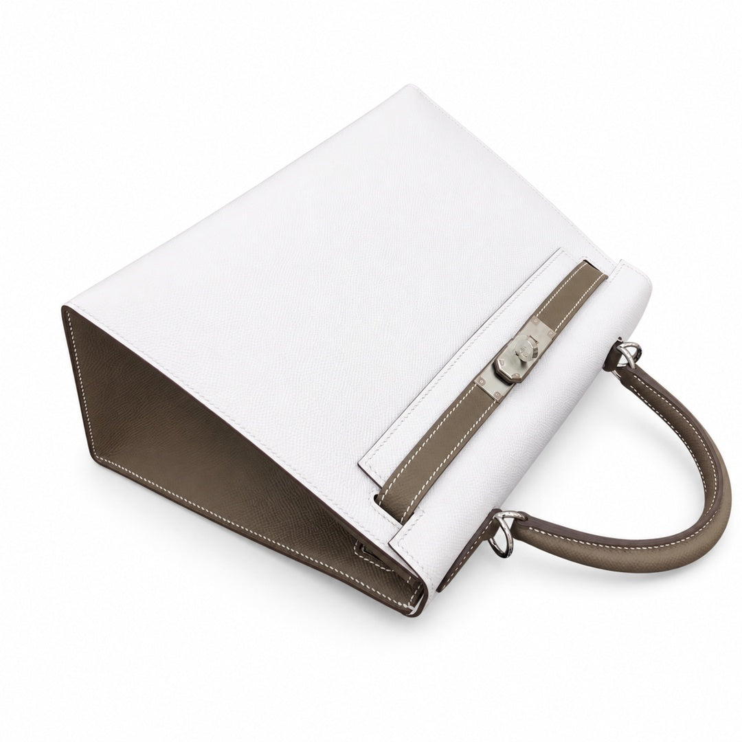 Kelly 25cm in Elephant Gray Epsom Leather Handmade — Refined Top-Handle Bag
