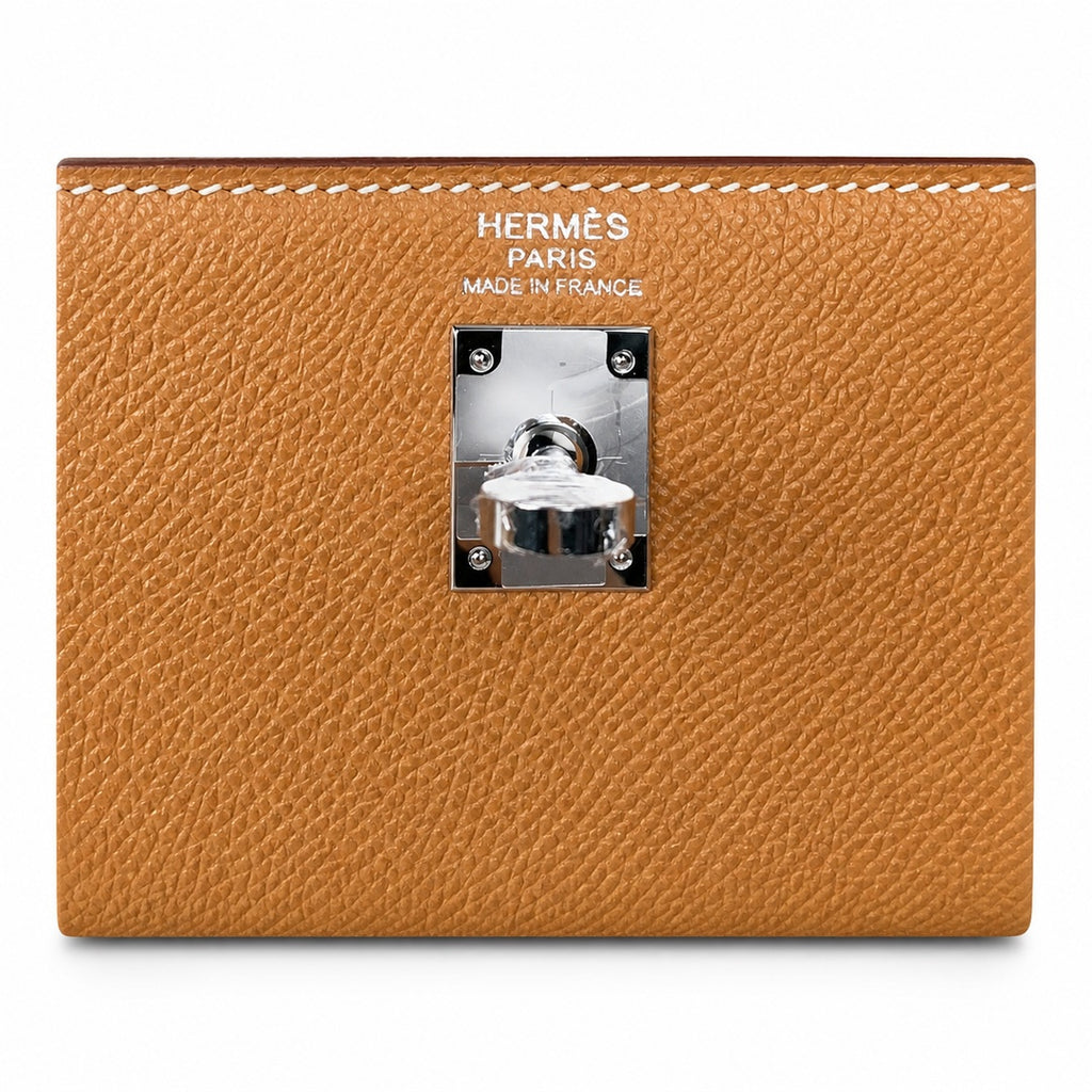 Sophisticated Carry Design: Kelly 25 Golden Brown Silver Buckle Epsom fully handmade wax thread