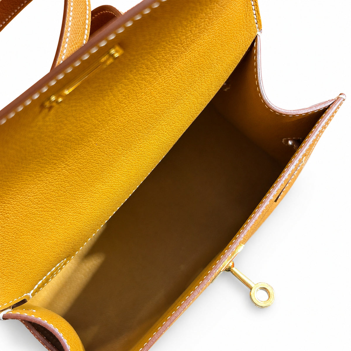 Kelly double-sided DESORDRE original Epsom Leather Gold Brown Gold Buckle order shipped — Polished Two-Sided Top-Handle Bag