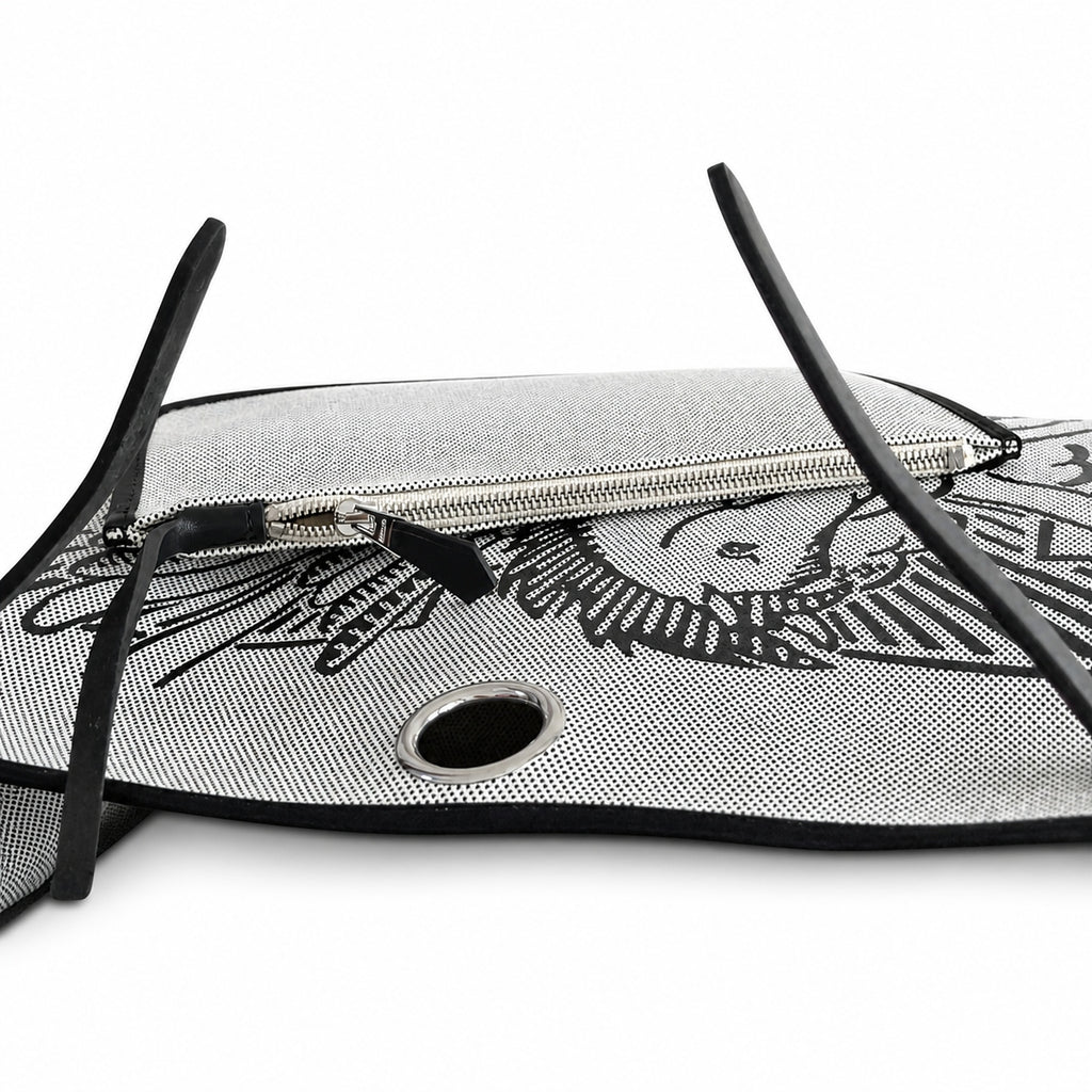 Herbag 31cm Saddle-Inspired Canvas Body with Leather Handle and Shoulder Strap — Classic Canvas-and-Leather Shoulder Carry