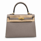 Kelly 25cm Epsom Leather with Gold Buckle Handmade — Elegant Structured Carry Style