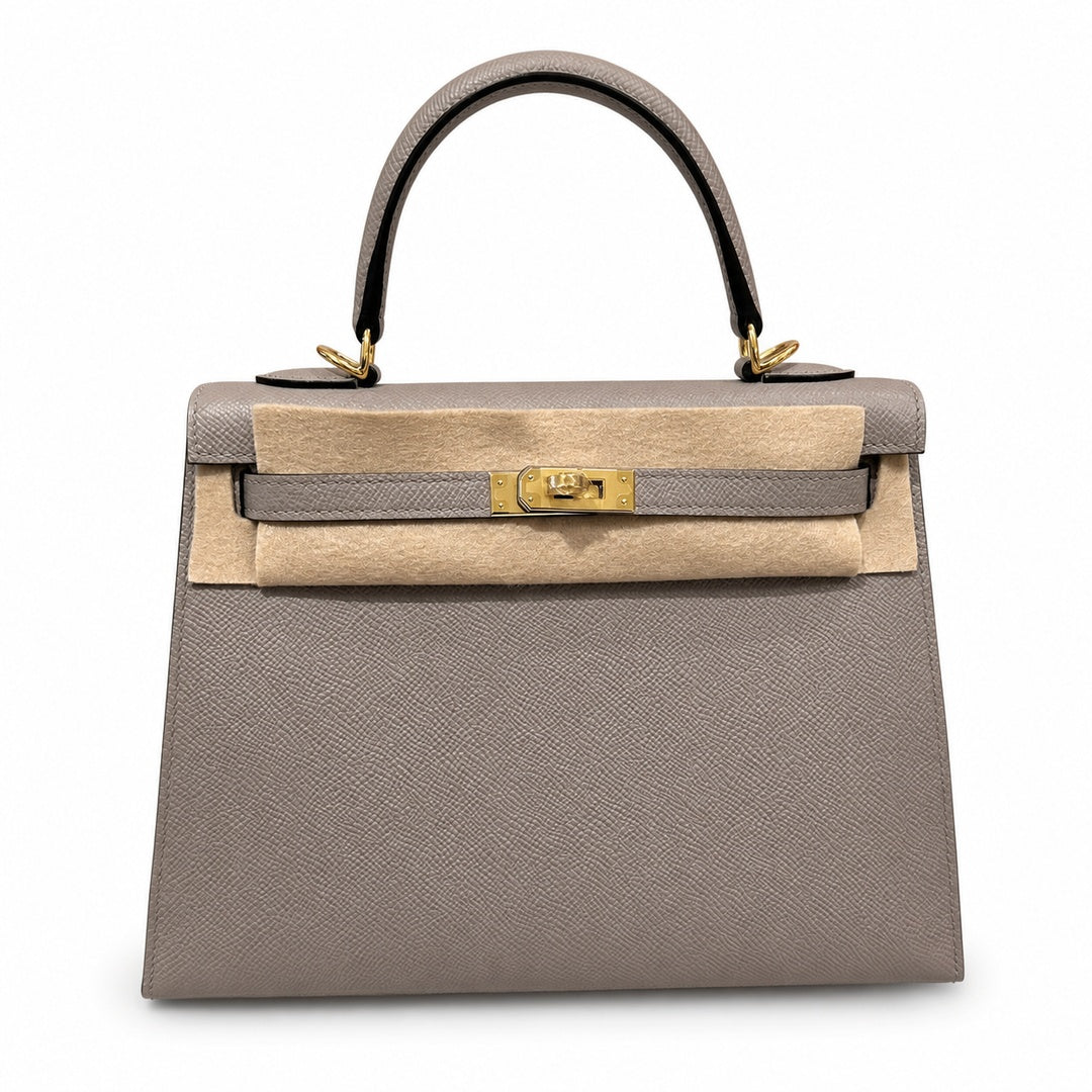 Kelly 25cm Epsom Leather with Gold Buckle Handmade — Elegant Structured Carry Style