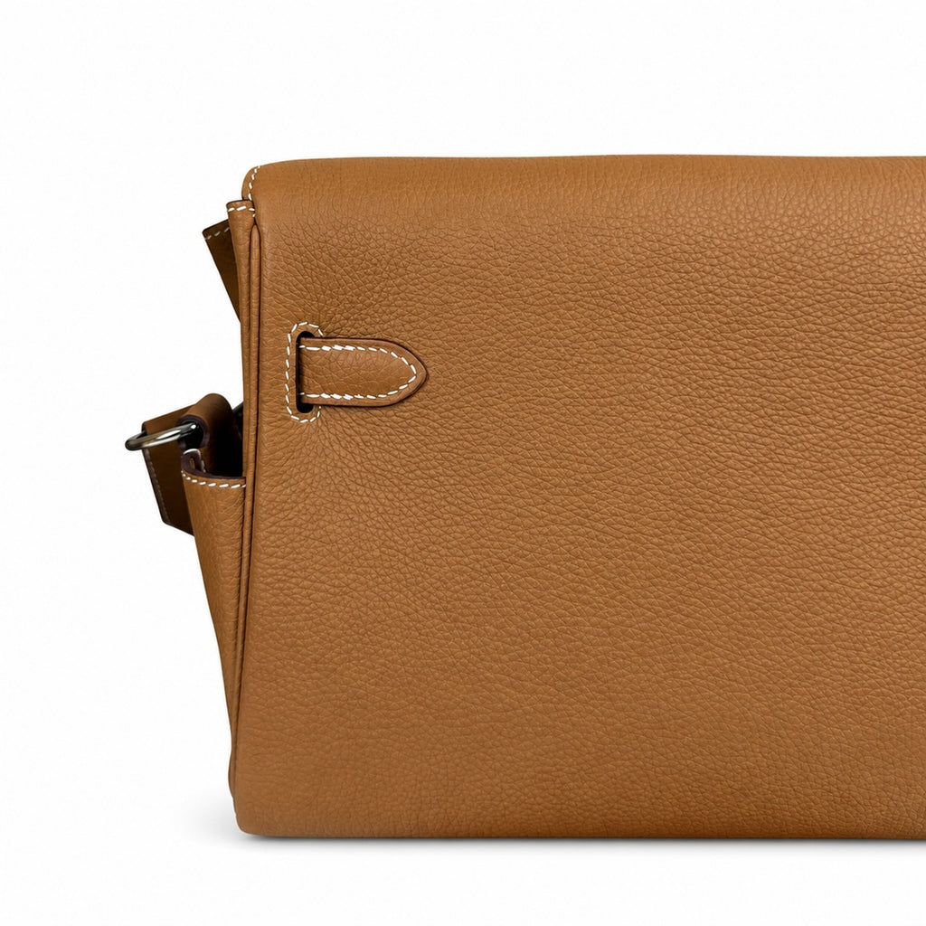 Kelly Messenger messenger bag for men and women, earthy Silver Buckle, imported leather, all-steel hand-waxed thread, the best value for money on — Refined Top-Handle Bag