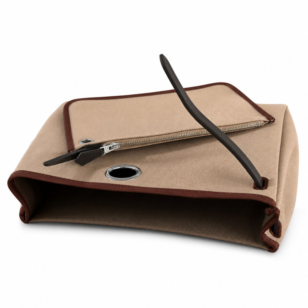 Herbag 31cm Saddle-Inspired Canvas Body with Leather Handle and Shoulder Strap — Canvas-and-Leather Shoulder Bag