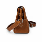 Kelly Messenger messenger bag for men and women, Fubao leather Gold Brown Silver Buckle, imported leather, all-steel hand-waxed thread, the highest — Versatile Structured Bag