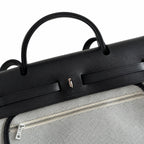 Herbag 31cm Saddle-Inspired Canvas Body with Leather Handle and Shoulder Strap — Versatile Leather-Trimmed Canvas Bag