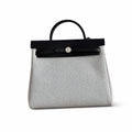 Herbag 31cm Saddle-Inspired Canvas Body with Leather Handle and Shoulder Strap — Polished Saddle-Inspired Carryall