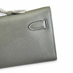 Sophisticated Evening Clutch: Kelly Cut 31 Clutch Epsom Leather Pewter Gray