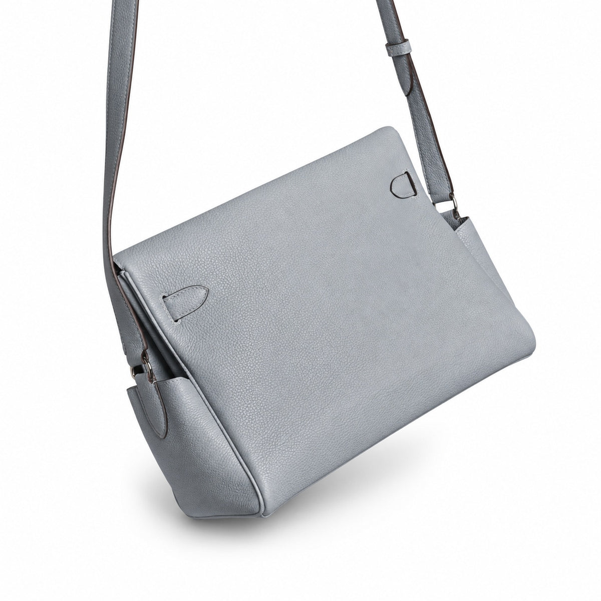 Kelly Messenger messenger bag large size, linen blue Togo Leather, Pre-order Togo calfskin messenger bag. - Flap with swivel hardware - Large — Distinctive Hand-Carry Bag