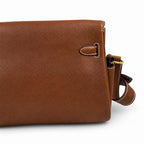 Kelly Messenger messenger bag for men and women, Fubao leather Gold Brown Gold Buckle, imported leather, all-steel hand-waxed thread, the highest — Versatile Structured Bag