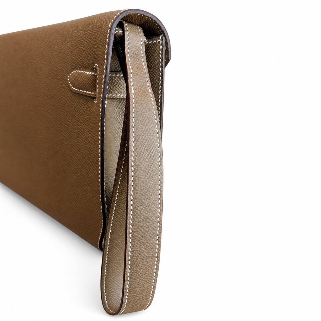 Streamlined Clutch Bag: Kelly Depeches 25cm Epsom Leather with Shoulder Strap
