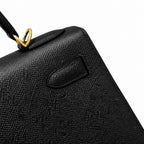 Kelly 32cm in Black Epsom Leather with Gold Buckle Handmade — Distinctive Hand-Carry Bag