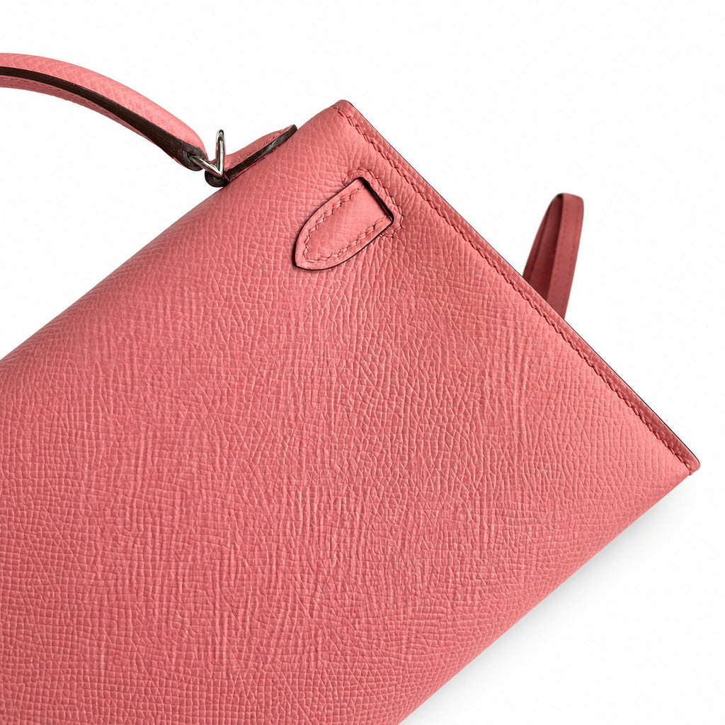 handmade Mini Kelly II 19cm imported Epsom Leather Milkshake Powder Silver Buckle — Versatile Mini Carry Design