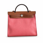 Herbag 31cm Saddle-Inspired Canvas Body with Leather Handle and Shoulder Strap — Refined Leather-Trimmed Shoulder Bag