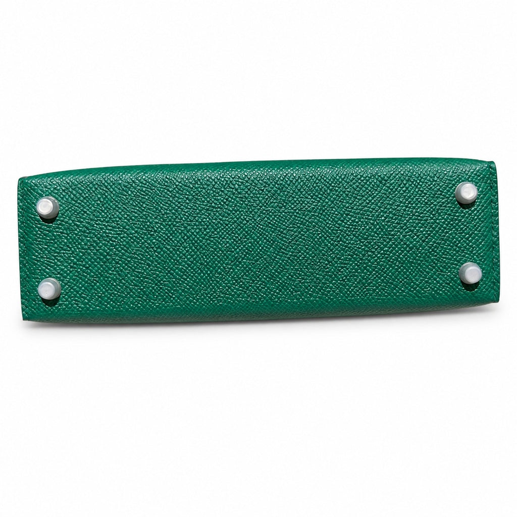 Mini Kelly II 19cm in Vert Verigo Epsom Leather with Silver Buckle — Distinctive Petite Bag