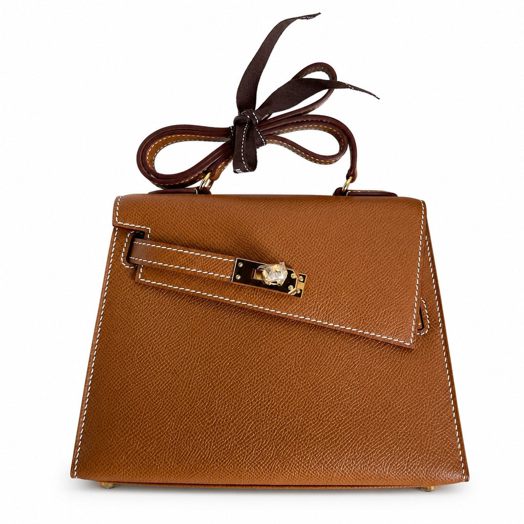 Kelly desordre 20cm Golden Brown Gold Buckle Epsom handmade double sided Kelly — Versatile Two-Sided Kelly Design