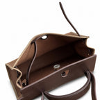 Herbag 31cm Saddle-Inspired Canvas Body with Leather Handle and Shoulder Strap — Classic Canvas Body and Leather Straps