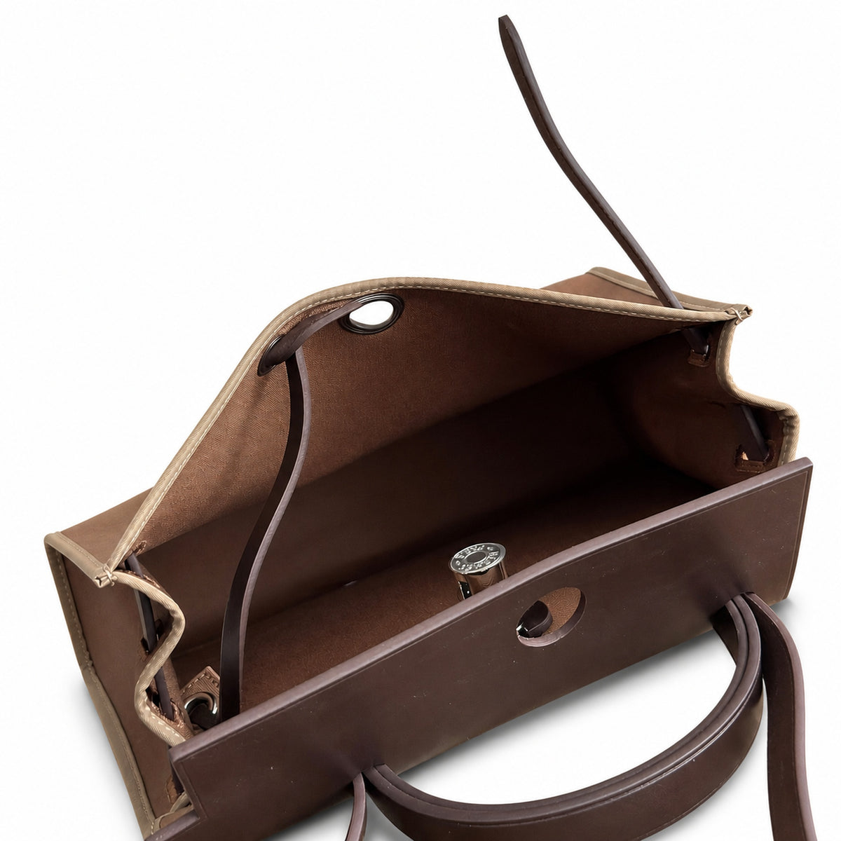 Herbag 31cm Saddle-Inspired Canvas Body with Leather Handle and Shoulder Strap — Classic Canvas Body and Leather Straps