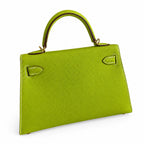 handmade Mini Kelly II 19cm imported Epsom Leather candy green Gold and Silver Buckle — Sophisticated Small-Scale Bag