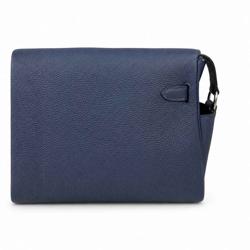 Kelly Messenger messenger bag for men and women, sapphire blue Silver Buckle, imported leather, all-steel hand-waxed thread, the best value for — Structured Top-Handle Handbag