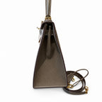 Kelly 28cm in Elephant Gray Epsom Leather with Gold Buckle Handmade — Versatile Structured Bag