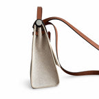 Herbag 31cm Saddle-Inspired Canvas Body with Leather Handle and Shoulder Strap — Versatile Canvas Shoulder Carry