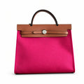 Timeless Saddle-Influenced Bag: Herbag 31cm Saddle-Inspired Canvas Body with Leather Handle and Shoulder Strap