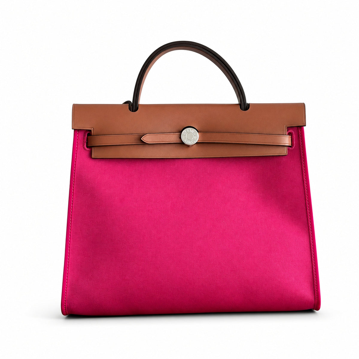 Timeless Saddle-Influenced Bag: Herbag 31cm Saddle-Inspired Canvas Body with Leather Handle and Shoulder Strap