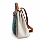 Versatile Leather-Trimmed Canvas Bag: Herbag 31cm Saddle-Inspired Canvas Body with Leather Handle and Shoulder Strap