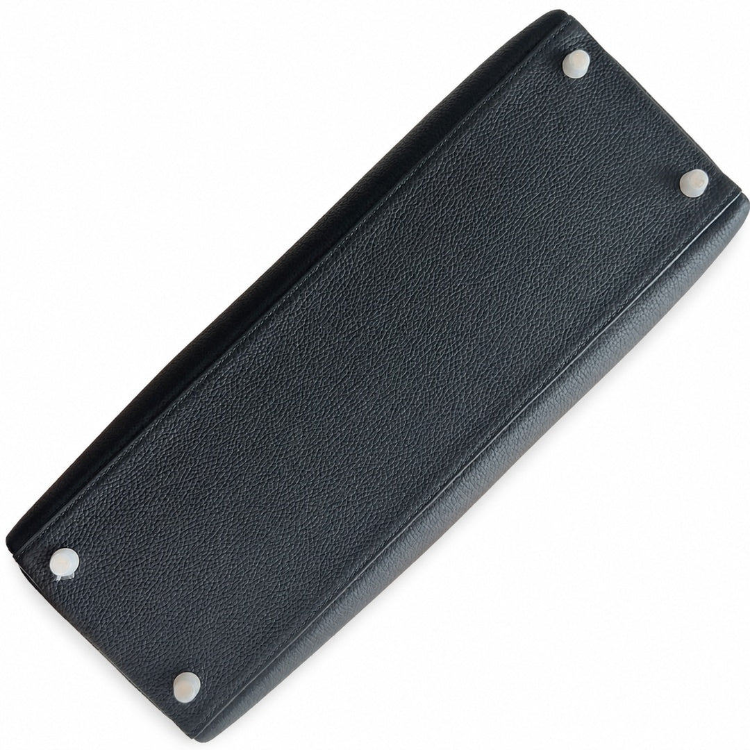 Kelly 40cm in Black Togo Leather with Gold Buckle Handmade — Sophisticated Carry Design