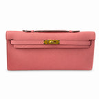 Kelly cut 31 clutch Epsom Milkshake Powder Gold Buckle — Elegant Hand-Carry Clutch