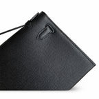 First generation handbag evening bag Kelly 22cm Epsom Leather Black Gold Buckle wax thread — Refined Top-Handle Bag