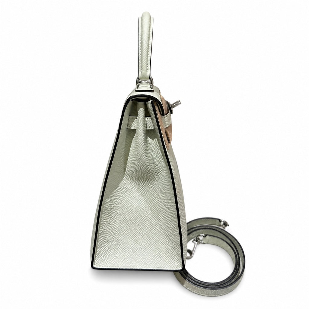 Kelly 25cm in green Epsom Leather with Silver Buckle Handmade — Timeless Top-Handle Design