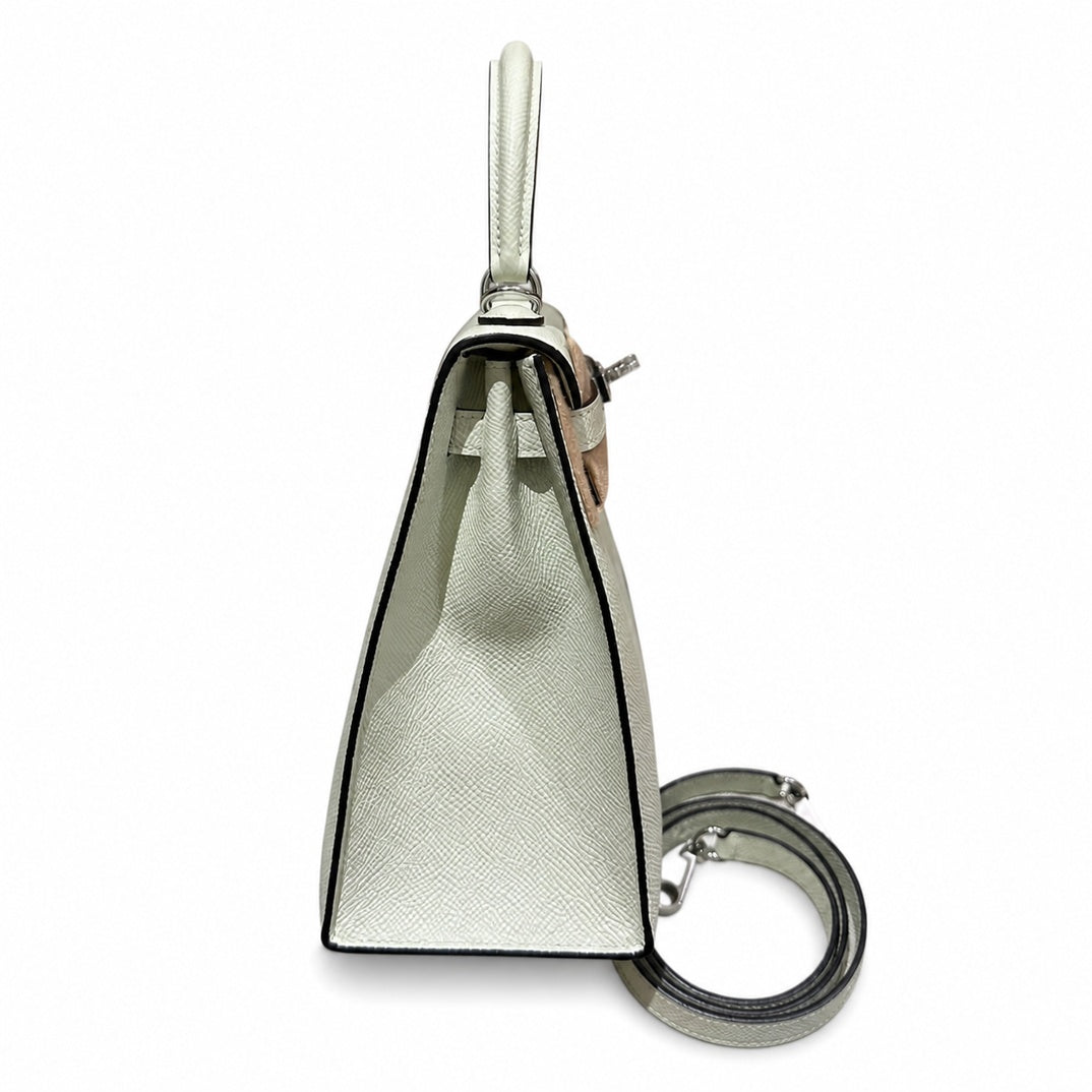 Kelly 25cm in green Epsom Leather with Silver Buckle Handmade — Timeless Top-Handle Design
