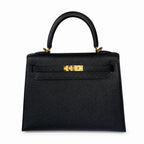 Kelly 25 Black Epsom Gold Buckle handmade — Refined Top-Handle Bag