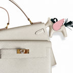 Kelly Double-Sided Epsom Leather in Milkshake White with Gold Buckle — Refined Reversible Carry Design