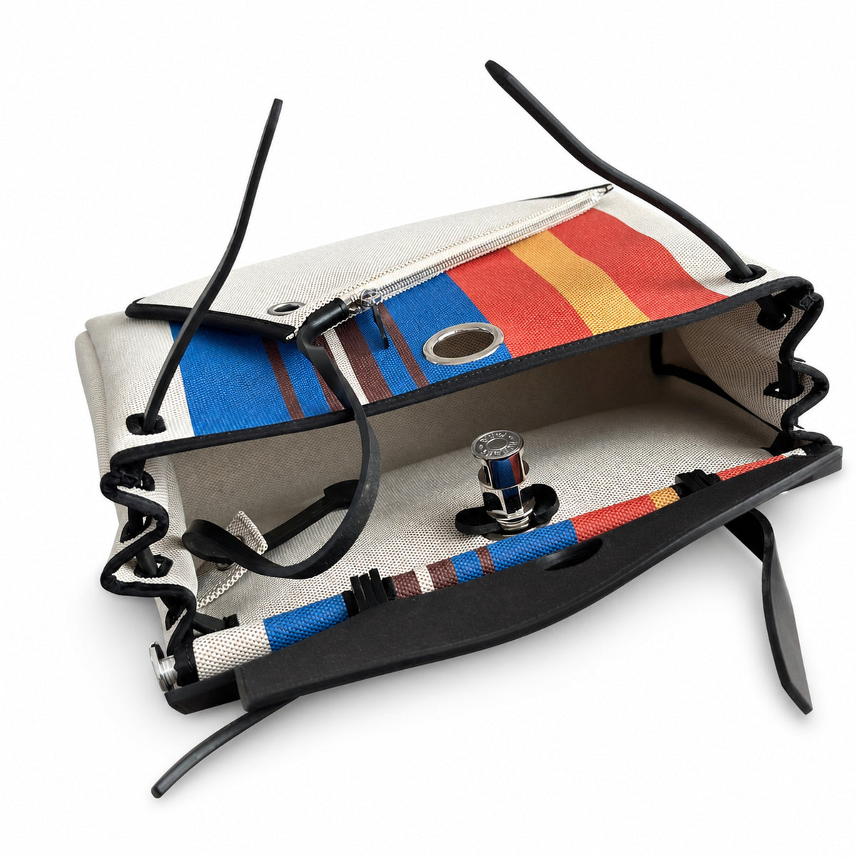 Elegant Canvas-and-Leather Bag: Herbag 31cm Saddle-Inspired Canvas Body with Leather Handle and Shoulder Strap